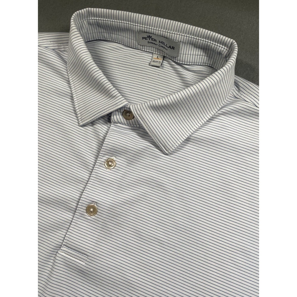 Peter Millar Polo Shirt Men's L Summer Comfort Stretch Golf Comfort Logo